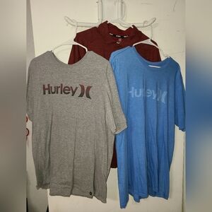 Lot Of 4 Hurley Items-  2 XL T Shirts, 1 L Polo shirt,  1 Size 40 Board Shorts